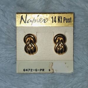 Vtg Napier Earrings New Old Stock Marked 14 KT Post